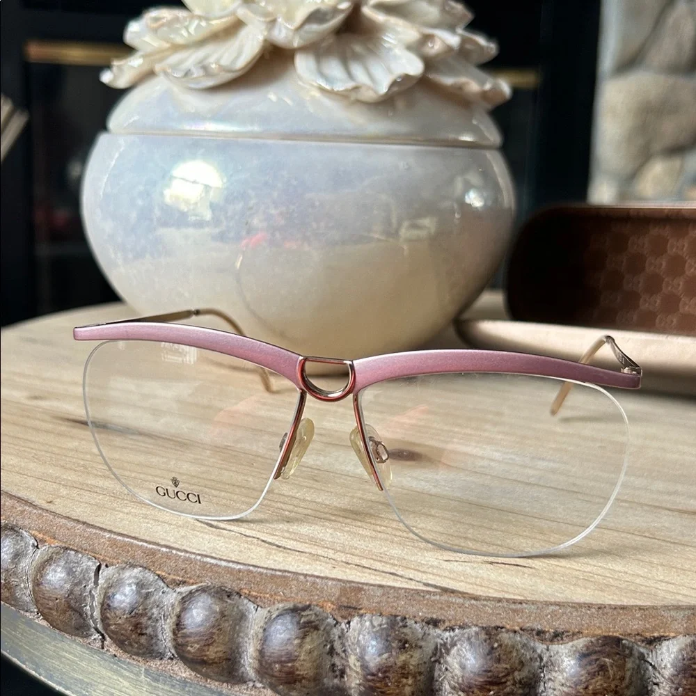 Gucci Vintage GG2229 25L 60mm Gold Oversized Half-Rim Eyeglasses Italy 135